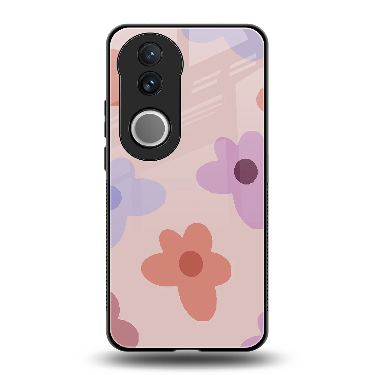 Floral Caramel back phone cover | glass case for vivo v50