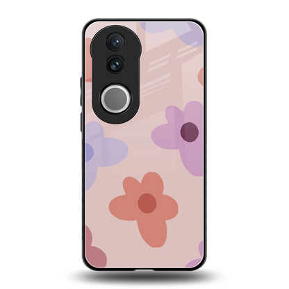 Floral Caramel back phone cover | glass case for vivo v50