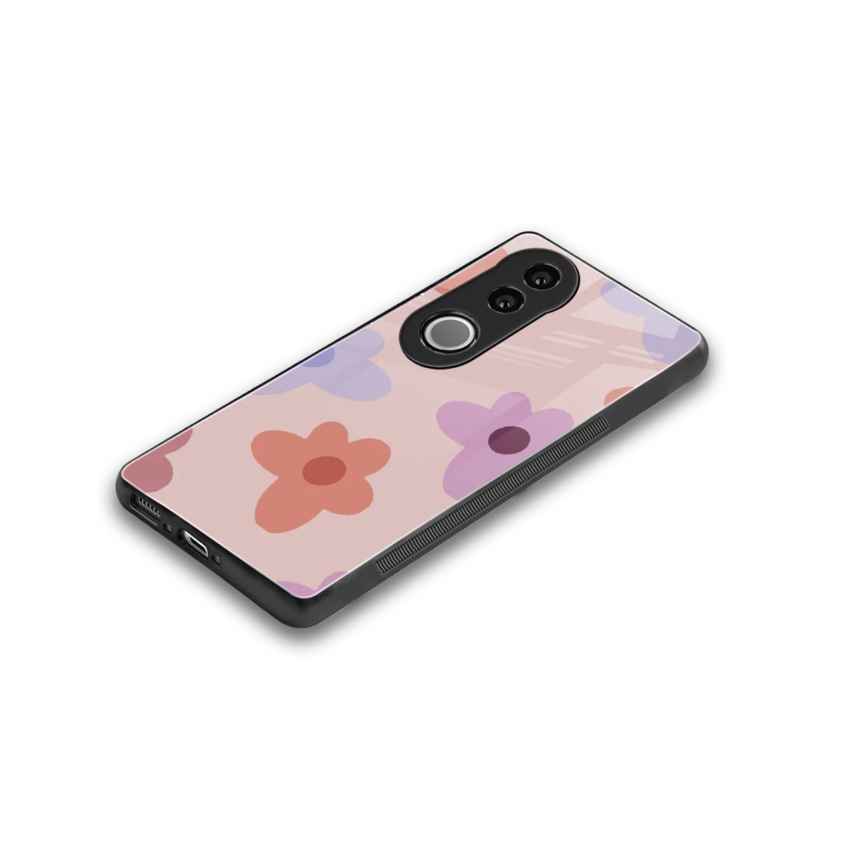 Floral Caramel stylish phone case for vivo v50 | glossy glass and slim fit
