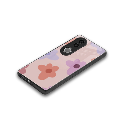 Floral Caramel stylish phone case for vivo v50 | glossy glass and slim fit