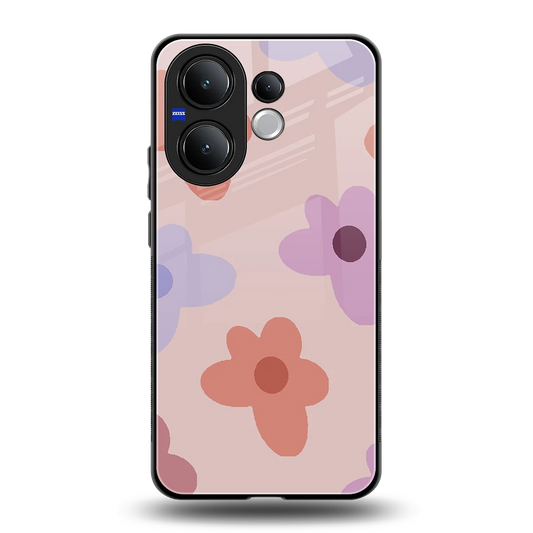 Floral Caramel back phone cover | glass case for vivo v60