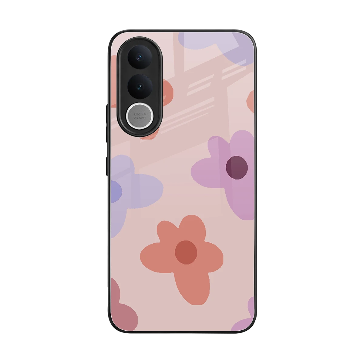 Floral Caramel back phone cover | glass case for vivo v70 fe