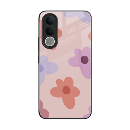 Floral Caramel back phone cover | glass case for vivo v70 fe