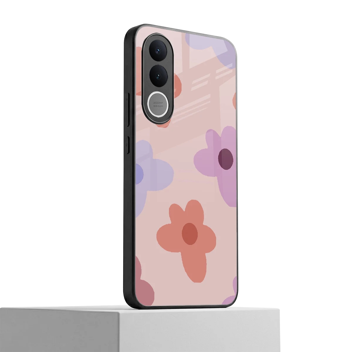 Floral Caramel vivo v70 fe mobile cover | shockproof glass phone case