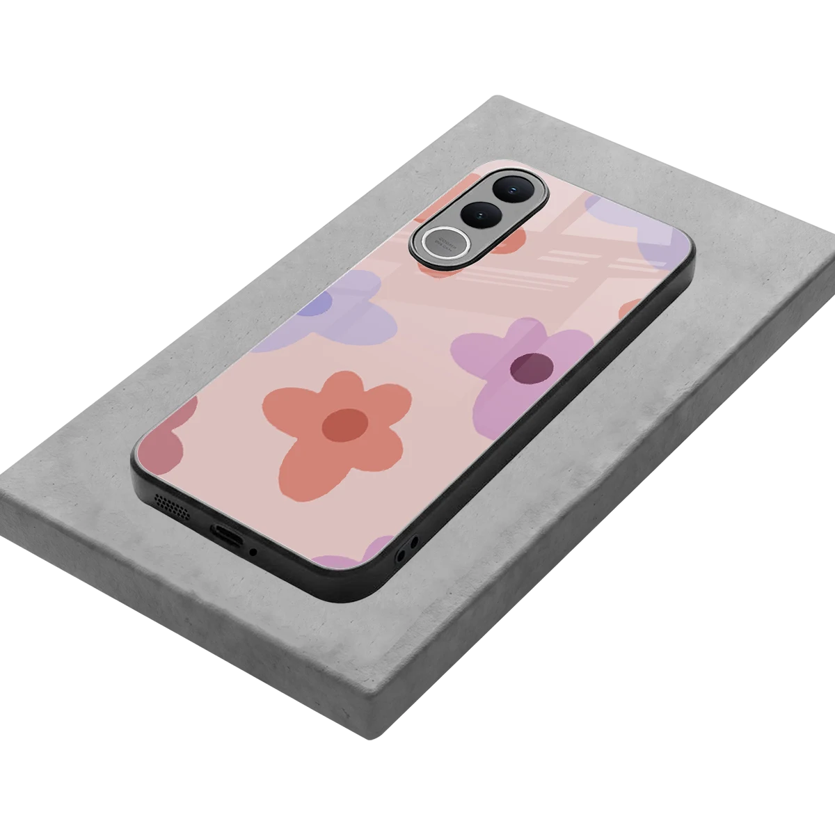 Floral Caramel stylish phone case for vivo v70 fe | glossy glass and slim fit
