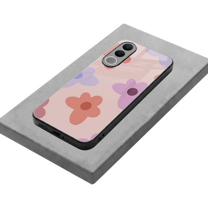 Floral Caramel stylish phone case for vivo v70 fe | glossy glass and slim fit