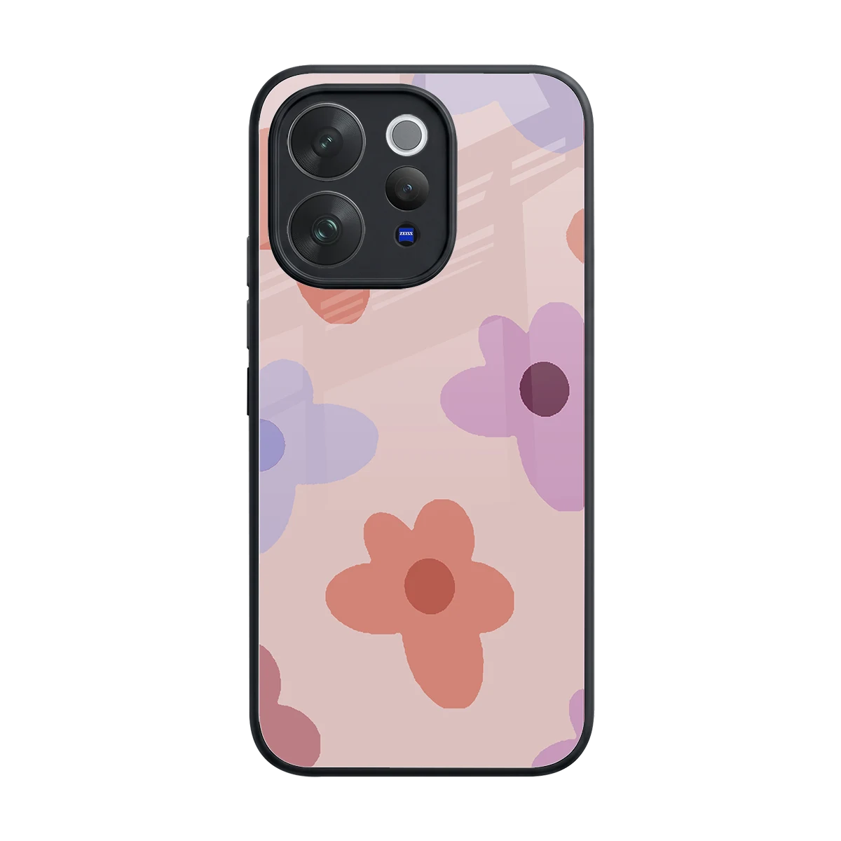 Floral Caramel back phone cover | glass case for vivo v70