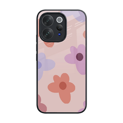 Floral Caramel back phone cover | glass case for vivo v70