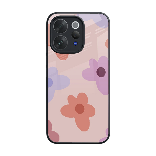 Floral Caramel back phone cover | glass case for vivo v70 elite