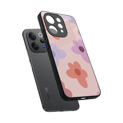 Floral Caramel sleek vivo v70 cover with tempered glass back and TPU edges