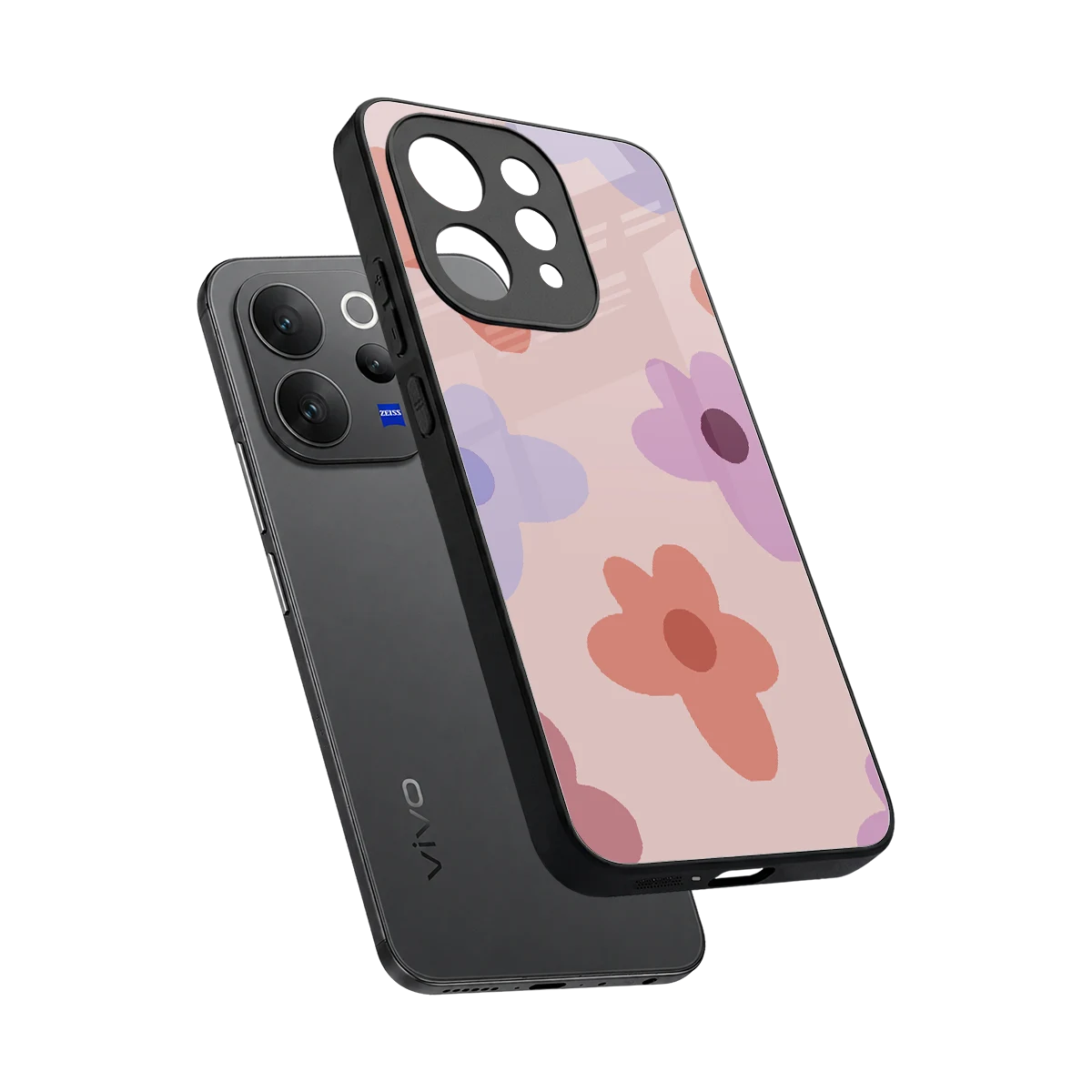 Floral Caramel sleek vivo v70 elite cover with tempered glass back and TPU edges