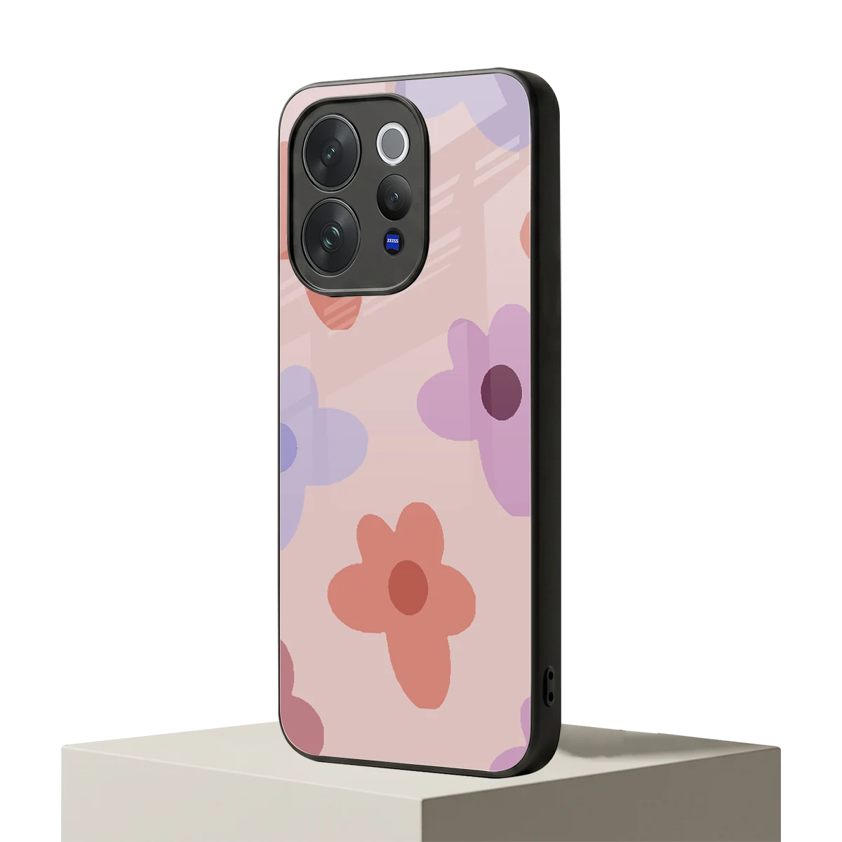 Floral Caramel vivo v70 elite mobile cover | shockproof glass phone case