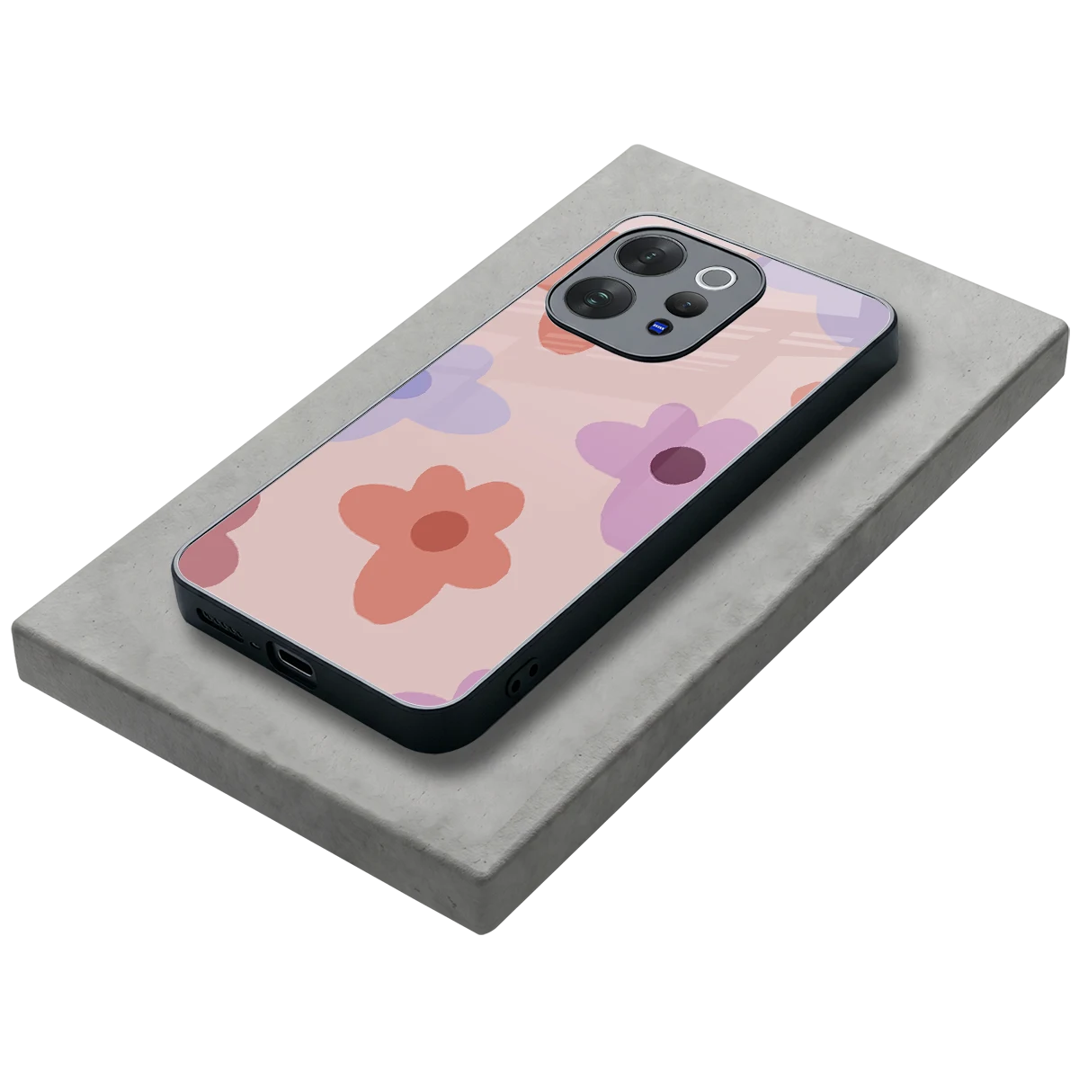 Floral Caramel stylish phone case for vivo v70 | glossy glass and slim fit