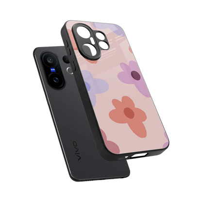 Floral Caramel sleek vivo x200 fe cover with tempered glass back and TPU edges