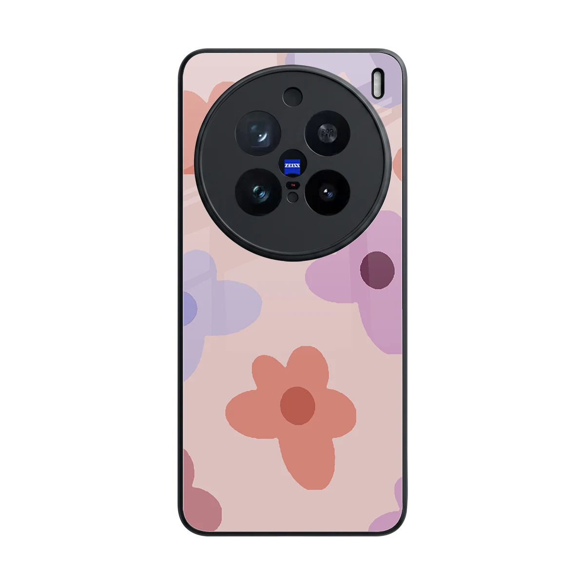 Floral Caramel back phone cover | glass case for vivo x200 pro