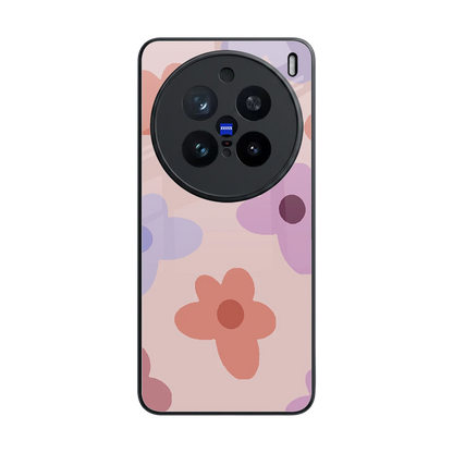 Floral Caramel back phone cover | glass case for vivo x200 pro