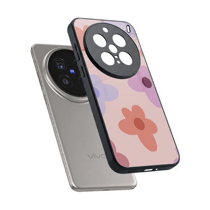 Floral Caramel sleek vivo x200 pro cover with tempered glass back and TPU edges