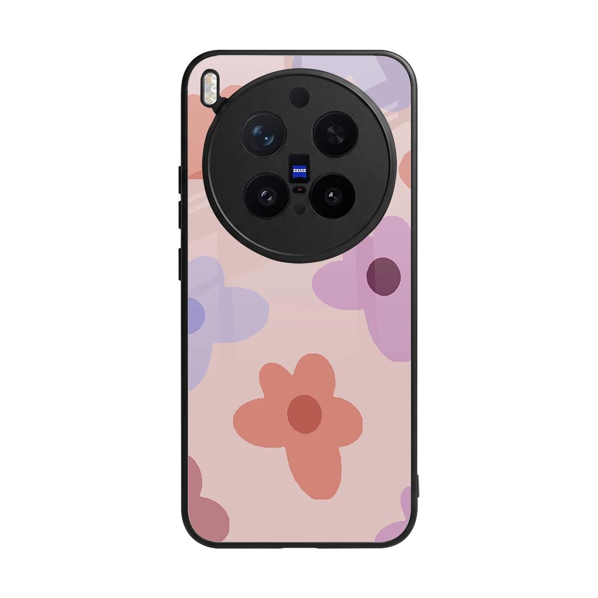 Floral Caramel back phone cover | glass case for vivo x300 pro