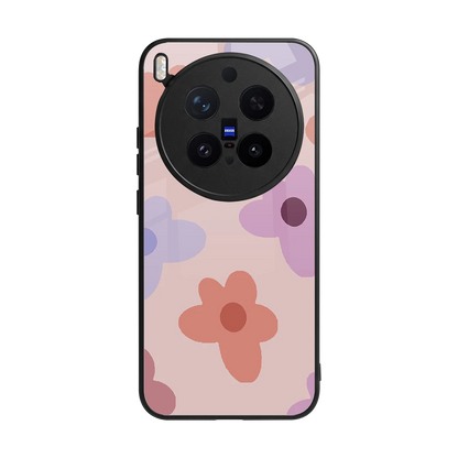 Floral Caramel back phone cover | glass case for vivo x300 pro