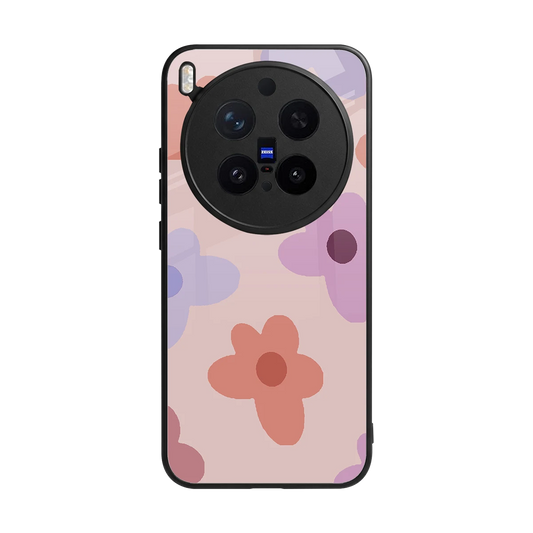 Floral Caramel back phone cover | glass case for vivo x300 pro