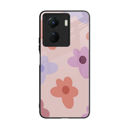 Floral Caramel back phone cover | glass case for vivo y16
