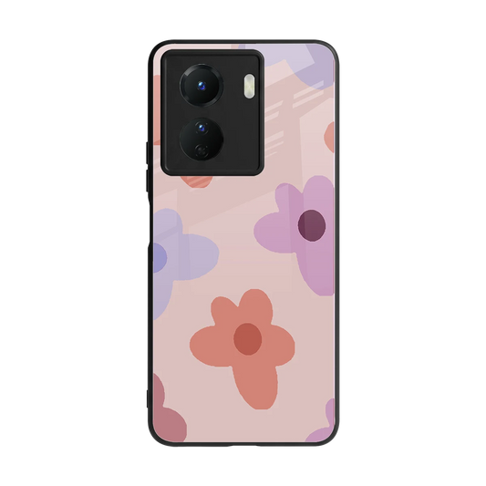 Floral Caramel back phone cover | glass case for vivo y16