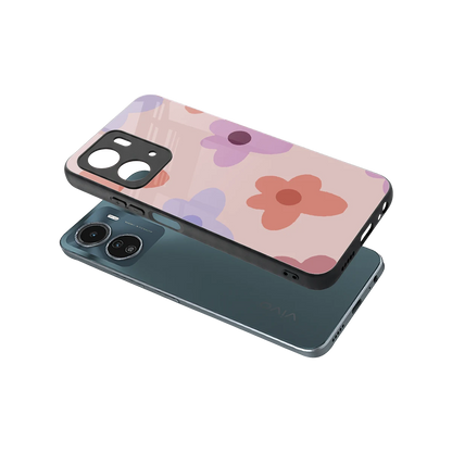 Floral Caramel sleek vivo y16 cover with tempered glass back and TPU edges