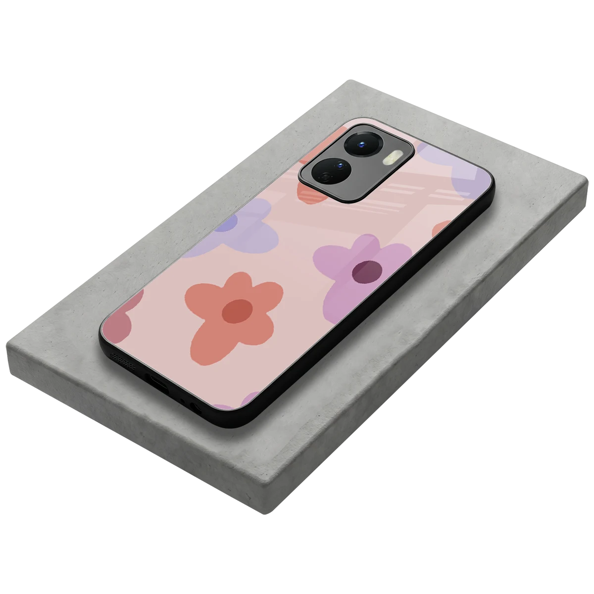 Floral Caramel stylish phone case for vivo y16 | glossy glass and slim fit