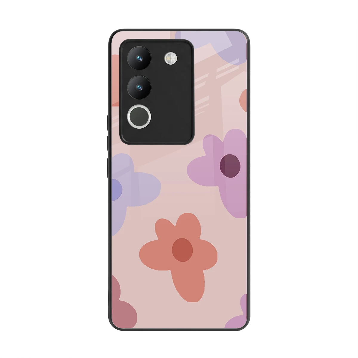 Floral Caramel back phone cover | glass case for vivo y200 5g