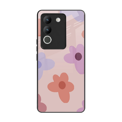Floral Caramel back phone cover | glass case for vivo y200 5g