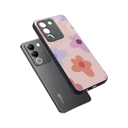 Floral Caramel sleek vivo y200 5g cover with tempered glass back and TPU edges