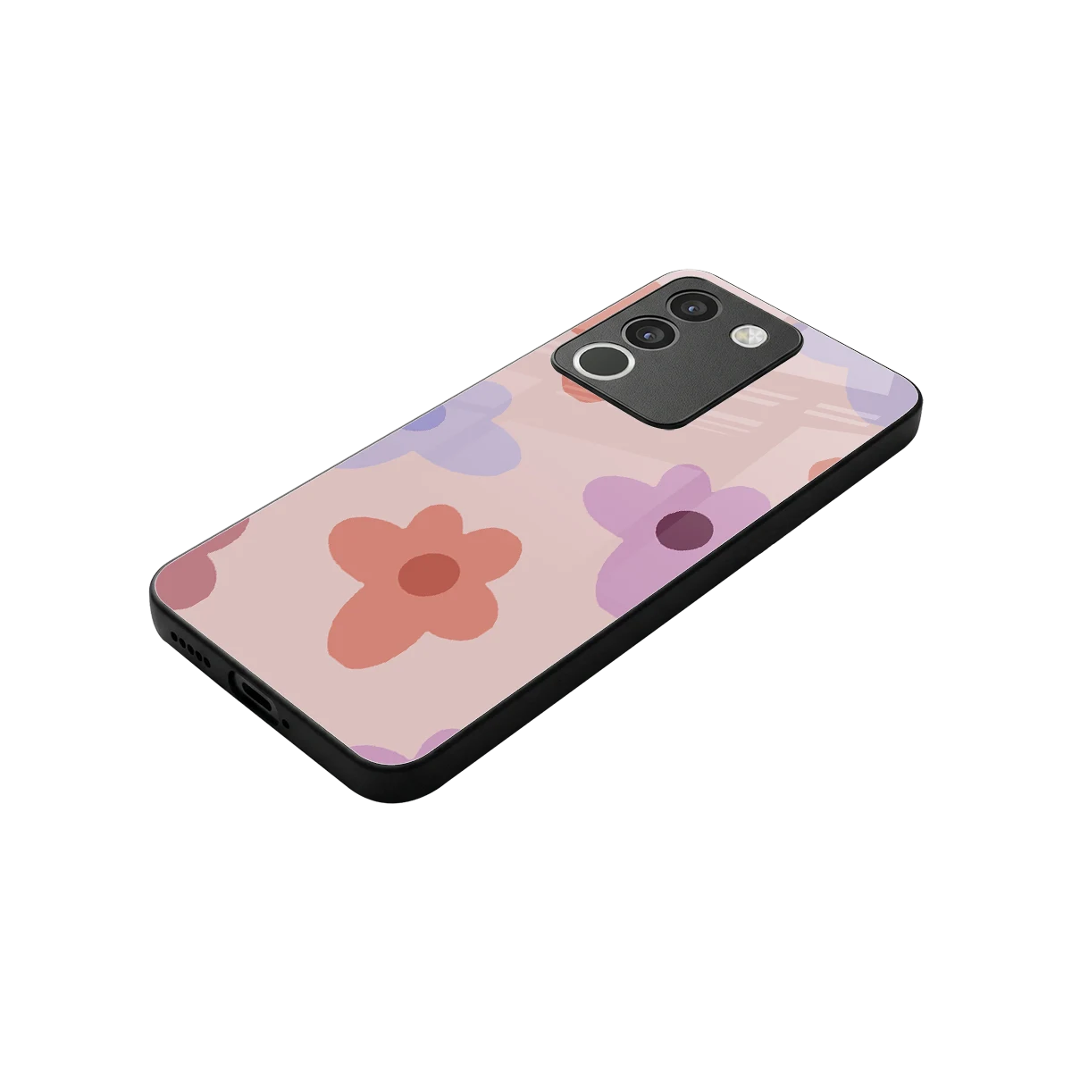Floral Caramel stylish phone case for vivo y200 5g | glossy glass and slim fit
