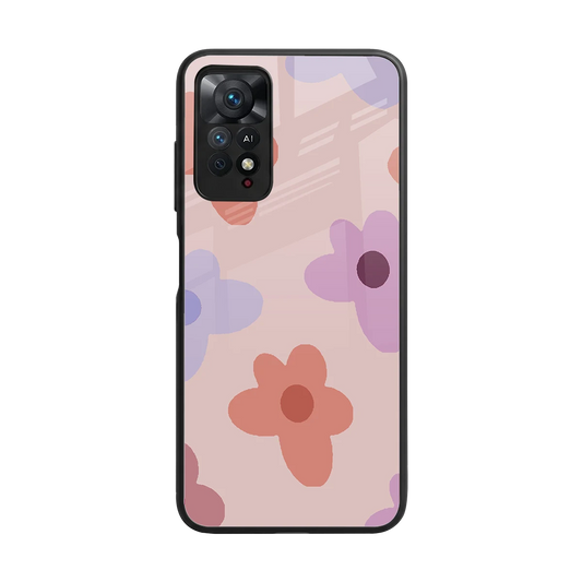 Floral Caramel back phone cover | glass case for redmi note 11 pro