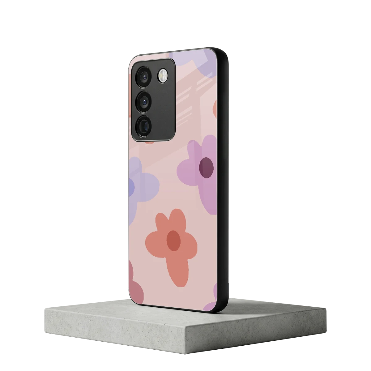 Floral Caramel vivo y200 5g mobile cover | shockproof glass phone case