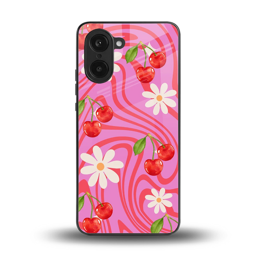 Floral Cherry back phone cover | glass case for oneplus nord ce5 5g