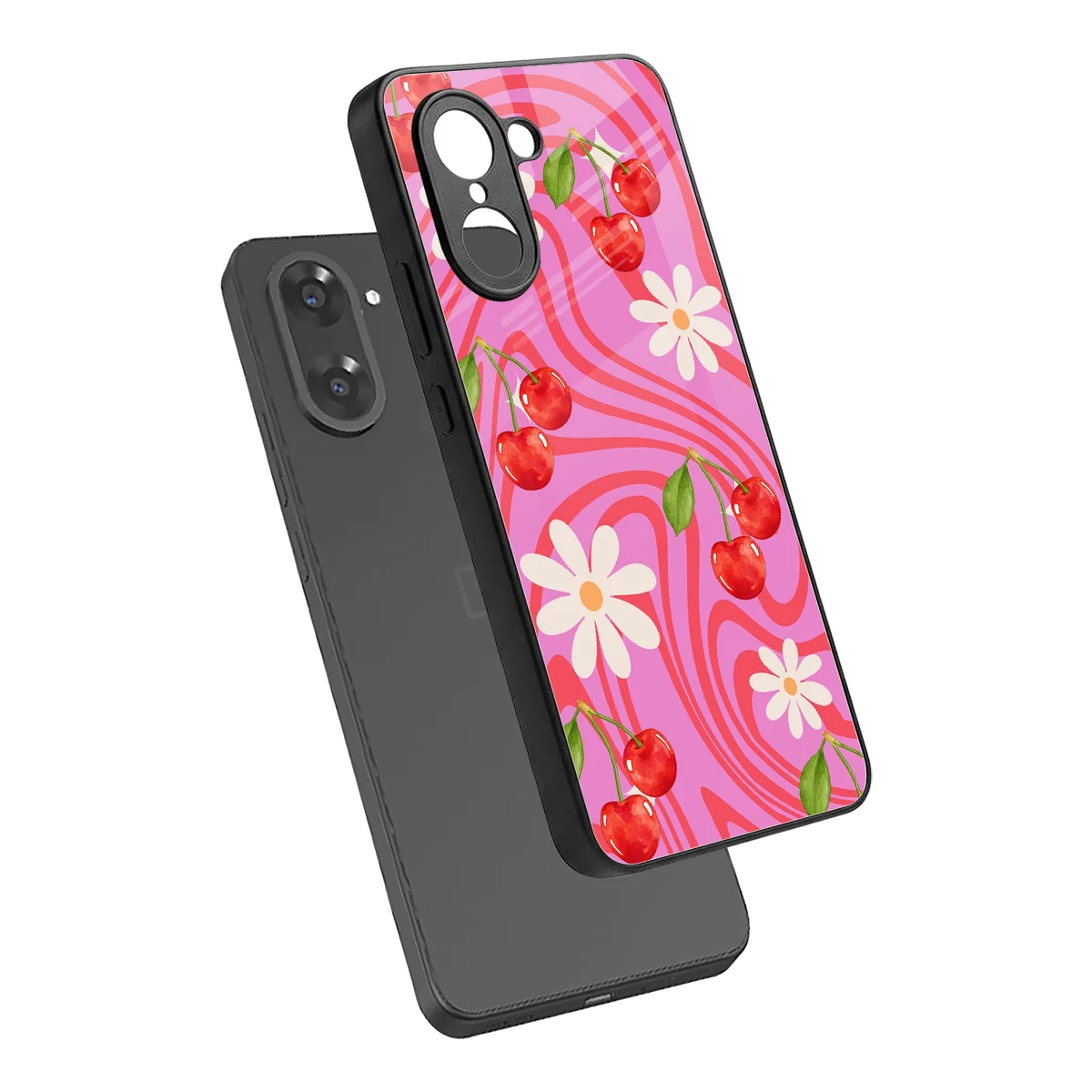 Floral Cherry sleek oneplus nord ce5 5g cover with tempered glass back and TPU edges