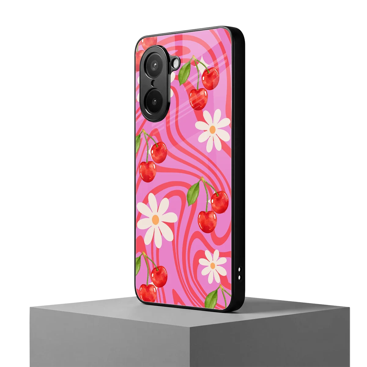 Floral Cherry oneplus nord ce5 5g mobile cover | shockproof glass phone case