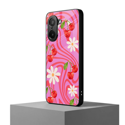 Floral Cherry oneplus nord ce5 5g mobile cover | shockproof glass phone case
