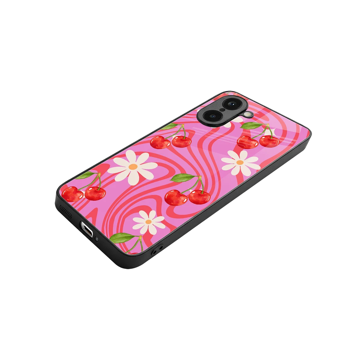 Floral Cherry stylish phone case for oneplus nord ce5 5g | glossy glass and slim fit