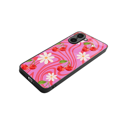 Floral Cherry stylish phone case for oneplus nord ce5 5g | glossy glass and slim fit