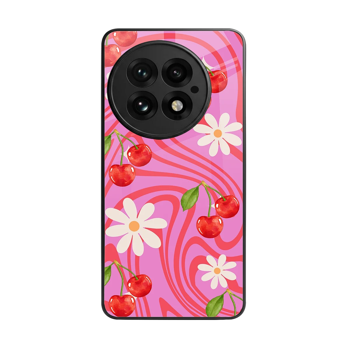 Floral Cherry back phone cover | glass case for oneplus 13