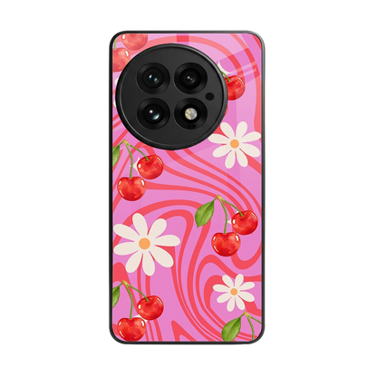 Floral Cherry back phone cover | glass case for oneplus 13