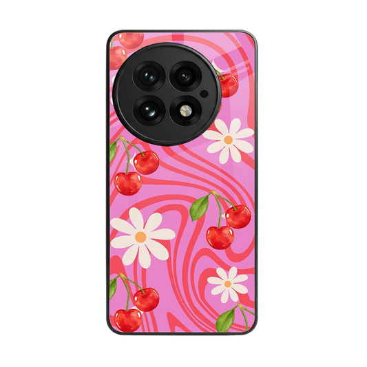Floral Cherry back phone cover | glass case for oneplus 13