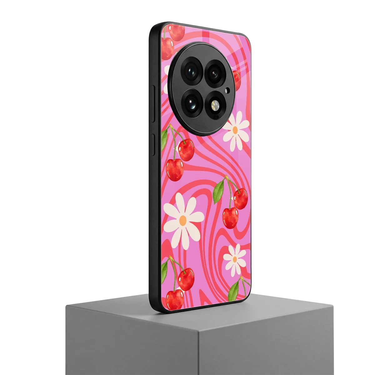 Floral Cherry oneplus 13 mobile cover | shockproof glass phone case