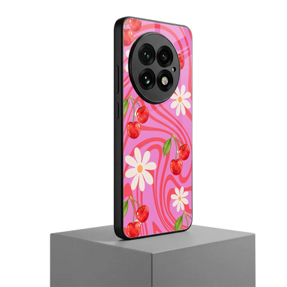 Floral Cherry oneplus 13 mobile cover | shockproof glass phone case