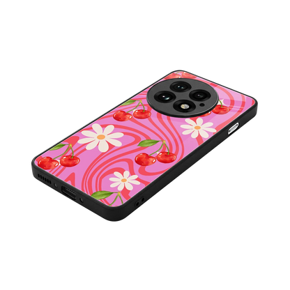 Floral Cherry stylish phone case for oneplus 13 | glossy glass and slim fit
