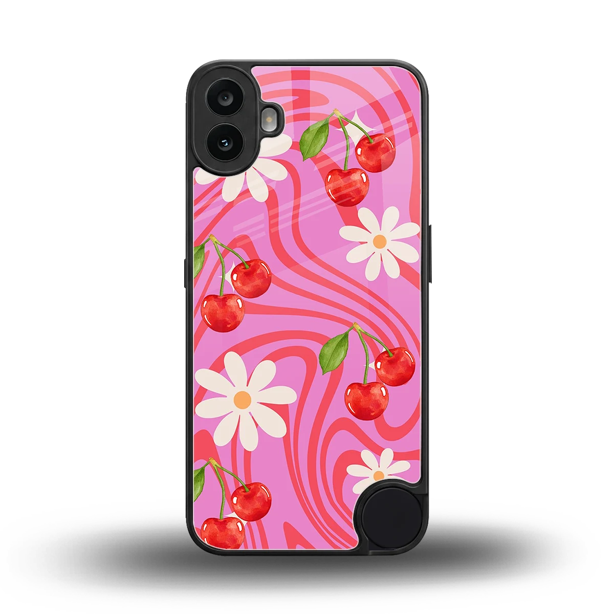 Floral Cherry back phone cover | glass case for cmf nothing phone 1