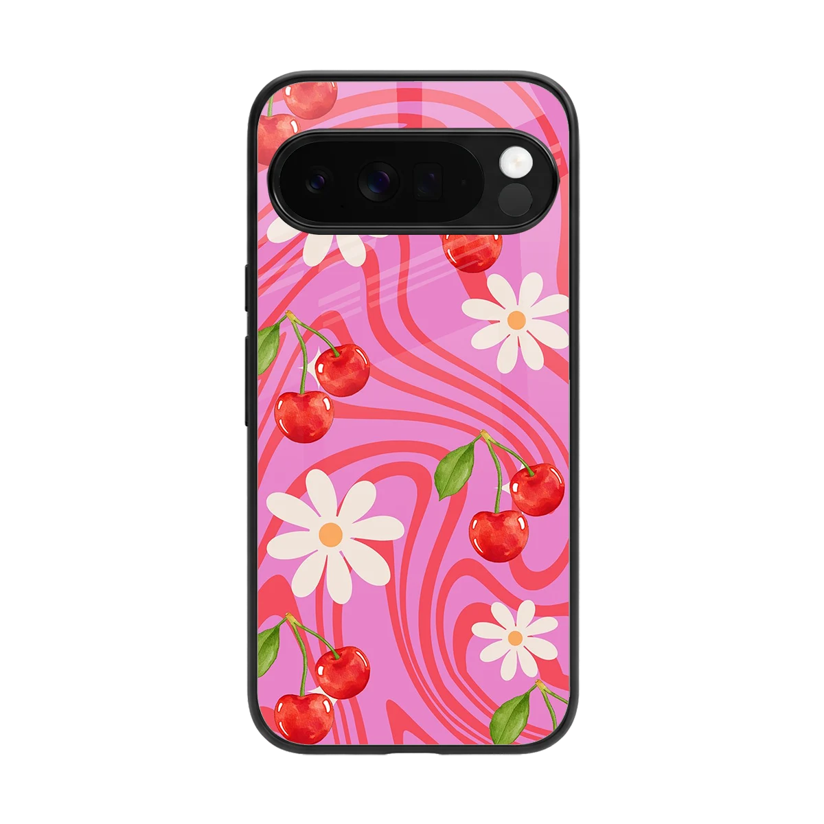 Floral Cherry back phone cover | glass case for google pixel 10 pro xl
