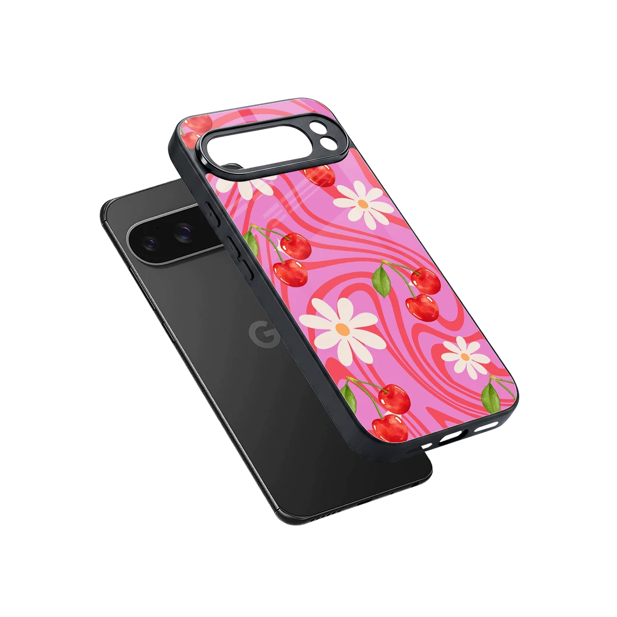 Floral Cherry sleek google pixel 10 pro xl cover with tempered glass back and TPU edges