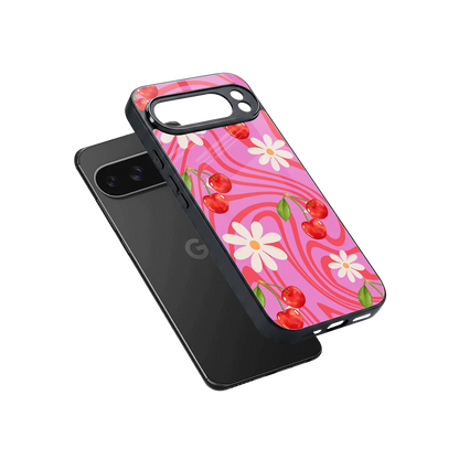 Floral Cherry sleek google pixel 10 pro xl cover with tempered glass back and TPU edges